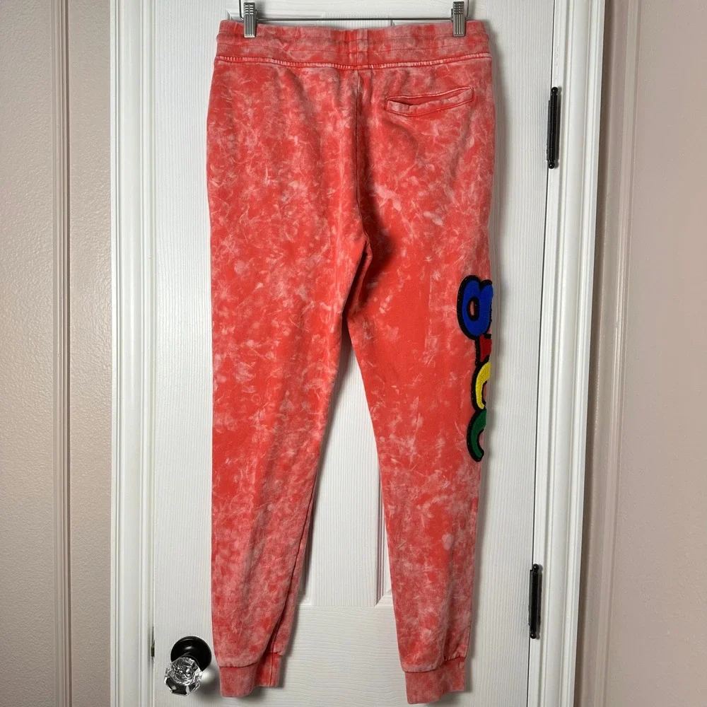 Sniper Gang Kodak Black Glee Men Red Acid Wash Tie Dye Joggers Logo Sweatpants M